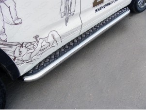 Пороги с площадкой алюминиевый лист 60 мм для Toyota Highlander № TOYHIGHL17-06